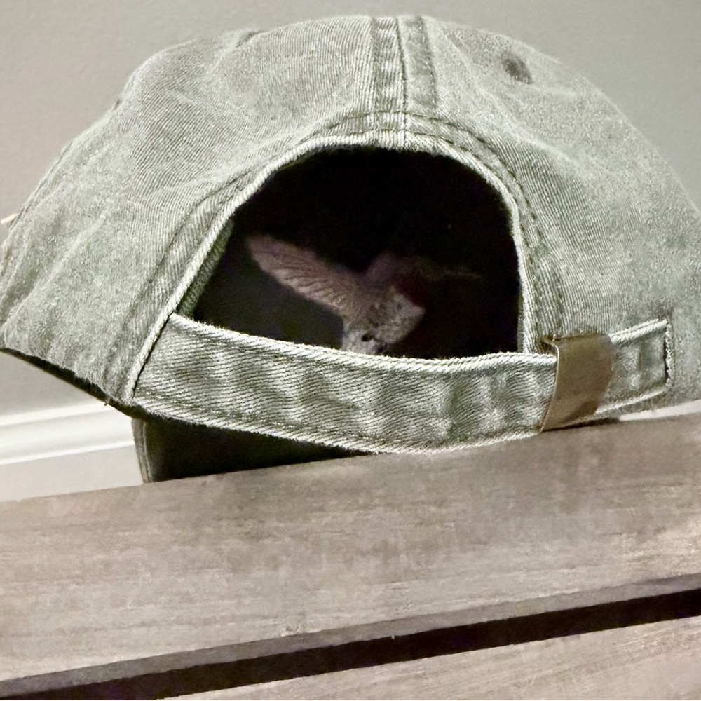 NWT Hummingbird Hat Ruby-Throated Bird Embroidered Khaki Green Adjustable - Picture 4 of 5
